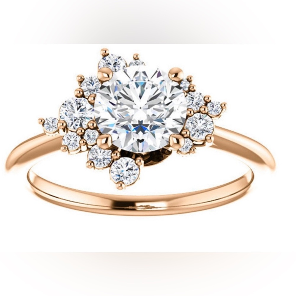 Moissanite Solitaire Ring Asymmetrical Setting - image 6